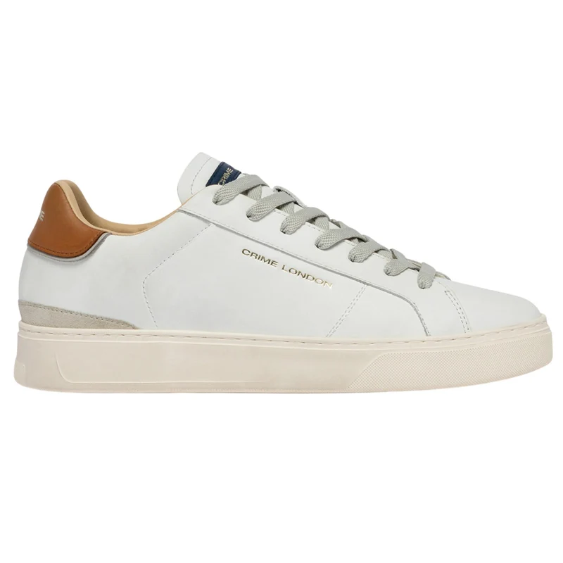 Crime London Blade Caramel Brûlée 19704 sneaker uomo in pelle bianca e camoscio