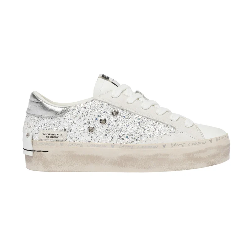 Crime London Distressed Platform Silver Dust 29052 sneaker donna