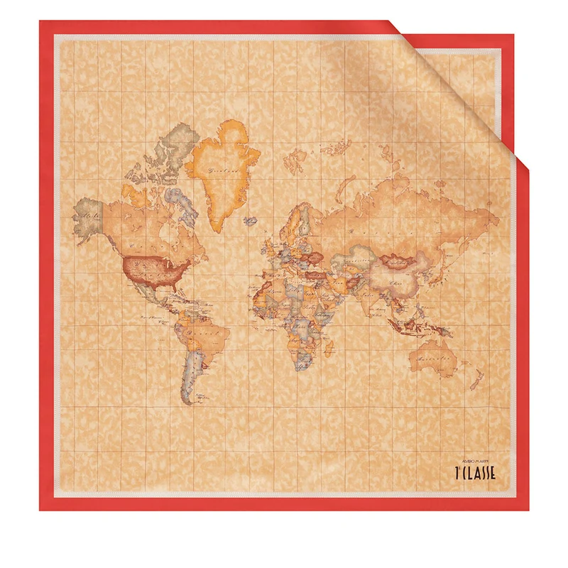 Foulard 90 x 90 cm 1A Classe Alviero Martini in Seta stampa Geo Classic e Rosso Papavero 3290
