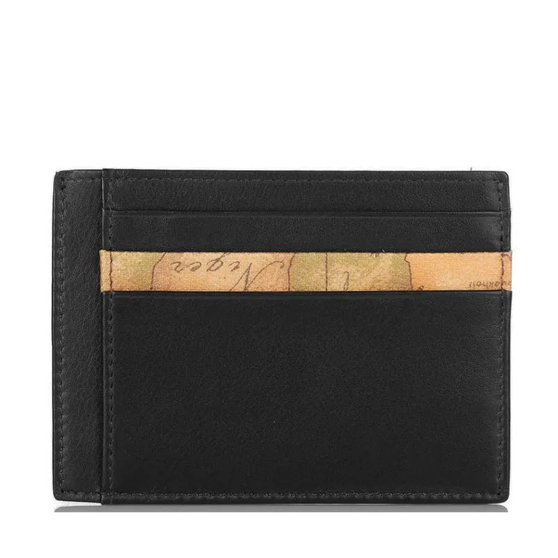 Portacarte Uomo 1A Classe Alviero Martini in Pelle Nera con Inserto Geo Classic W354
