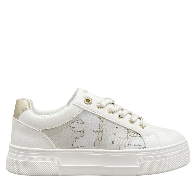 Sneakers Donna 1A Classe Alviero Martini in Eco Nappa Bianca e Geo Safari 2415