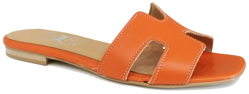 |CIABATTINA DONNA PELLE ARANCIO|