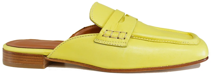 |SABOT DONNA PUNTA QUADRATA PELLE GIALLA|