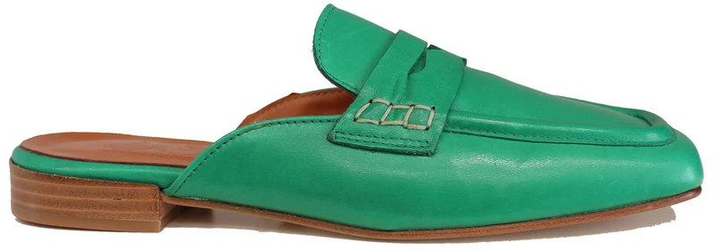 |SABOT DONNA PUNTA QUADRATA PELLE VERDE|