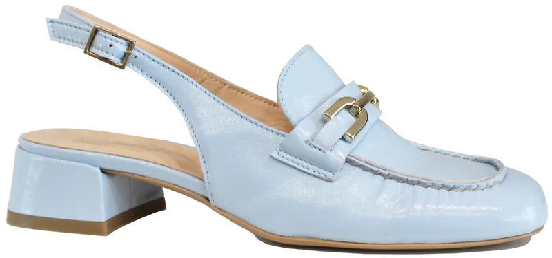 |SLINGBACK PUNTA QUADRATA VERNICE CELESTE|