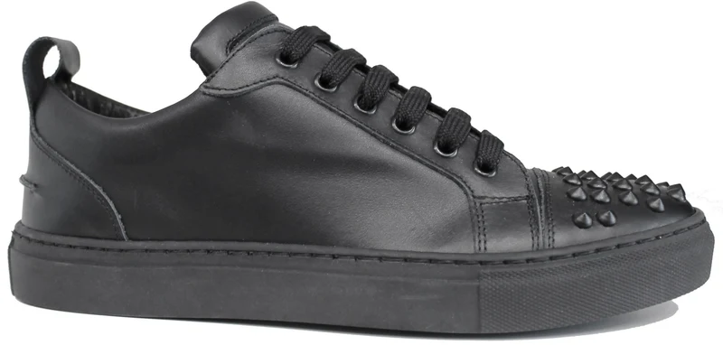 |SNEAKER UOMO BORCHIATA PELLE NERA|