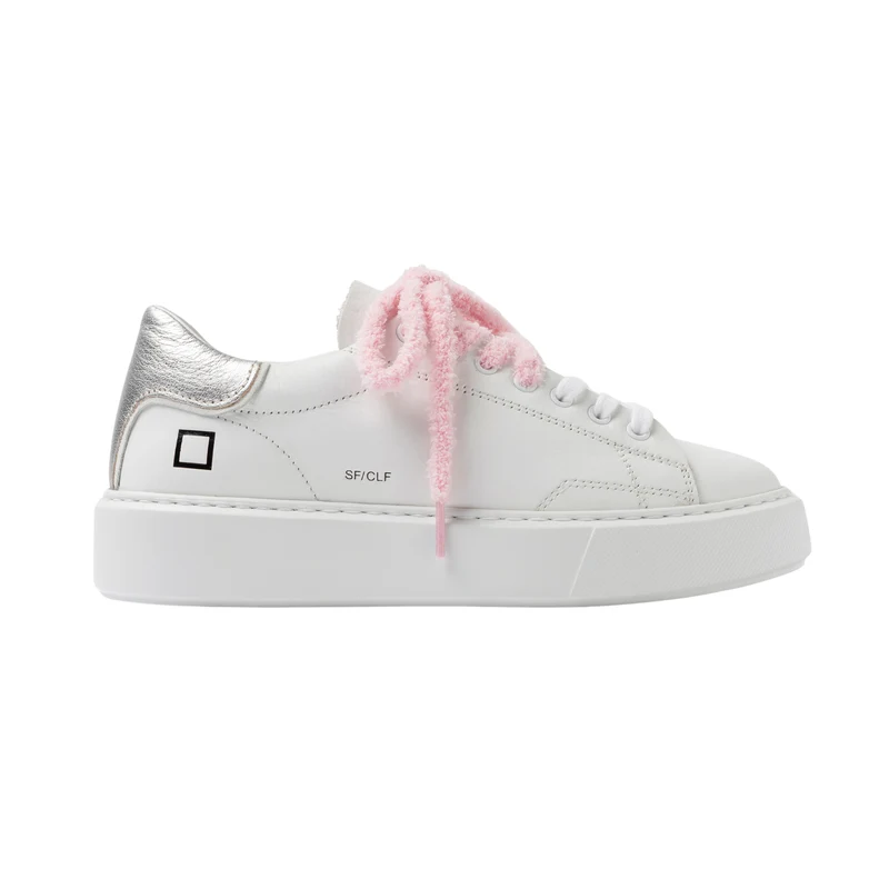 D.A.T.E. Sfera Calf SF-CA-WS sneaker donna in pelle bianca con dettaglio argento