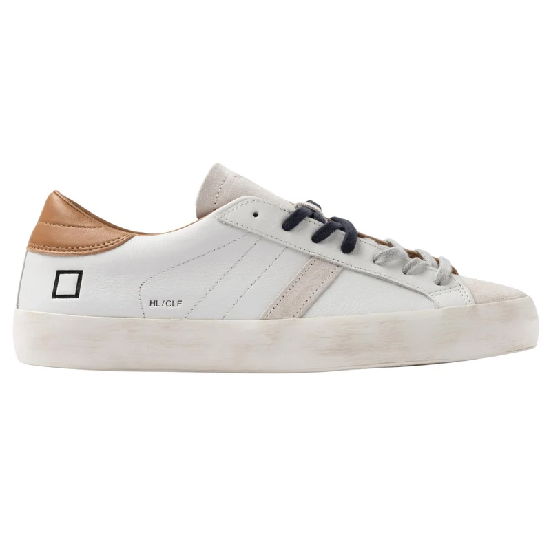 D.A.T.E. Hill Low Calf HL-CA-WI sneaker uomo in pelle bianca e cuoio