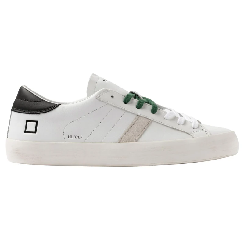 D.A.T.E. Hill Low Calf HL-CA-WB sneaker uomo in pelle bianca e nera