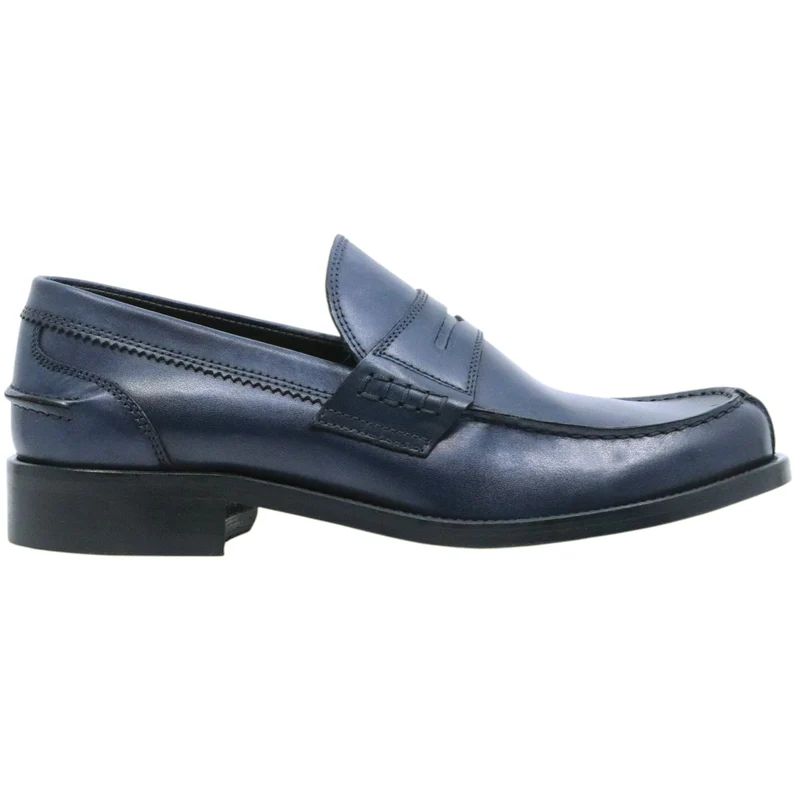 Antica Cuoieria 14566 Zurigo Blu mocassino uomo in pelle blu Made in Italy