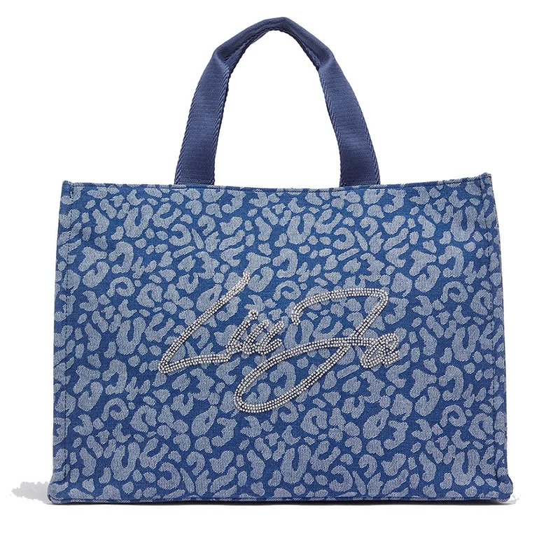 Tote Bag Large LIU JO in Denim stampa Animalier
