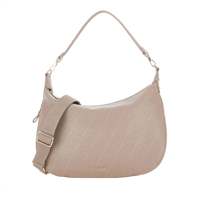 Hobo Bag Large con Tracolla LIU JO color Mocha con Logo Laserato Monogram
