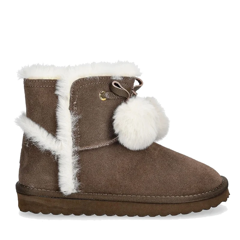 Stivaletti Donna Imbottiti LIU JO Jil 05 in Suede Marrone con Pon Pon