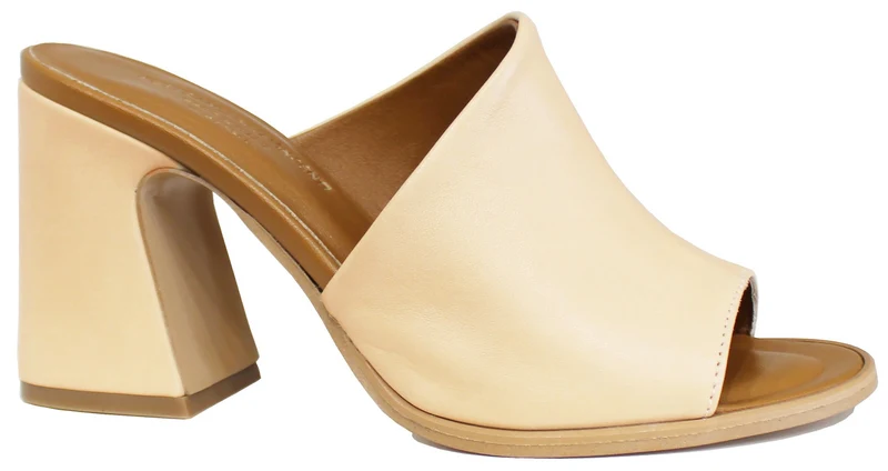 |CIABATTA DONNA TACCO ALTO PELLE SABBIA|