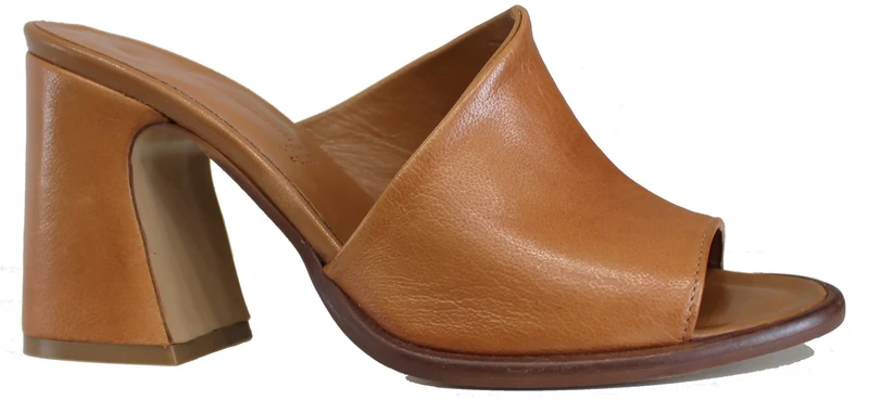|CIABATTA DONNA TACCO ALTO PELLE CUOIO|