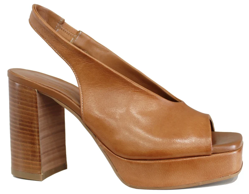 |MULES DONNA TACCO ALTO PELLE CUOIO|