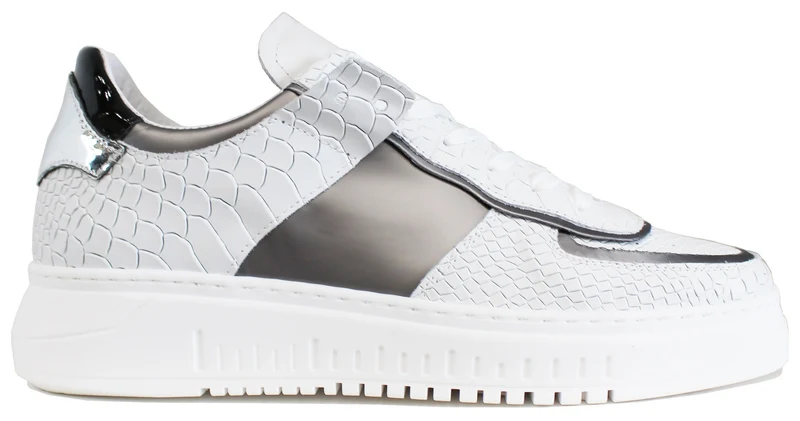 |SNEAKER UOMO PELLE COCCO BIANCO/ARGENTO|