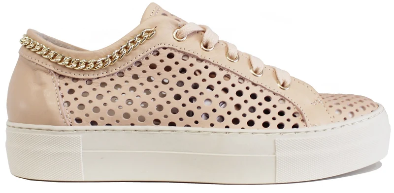 |SNEAKER CATENA DONNA FORATA PELLE ECRU'|