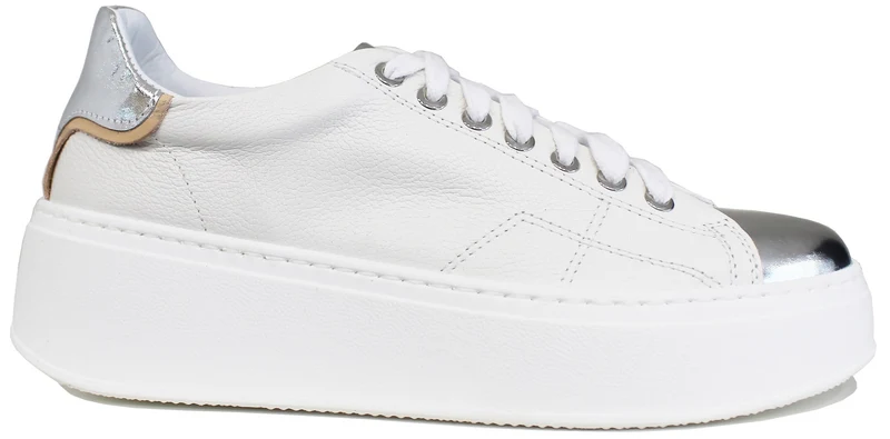 |SNEAKER DONNA PELLE BIANCO/ARGENTO|