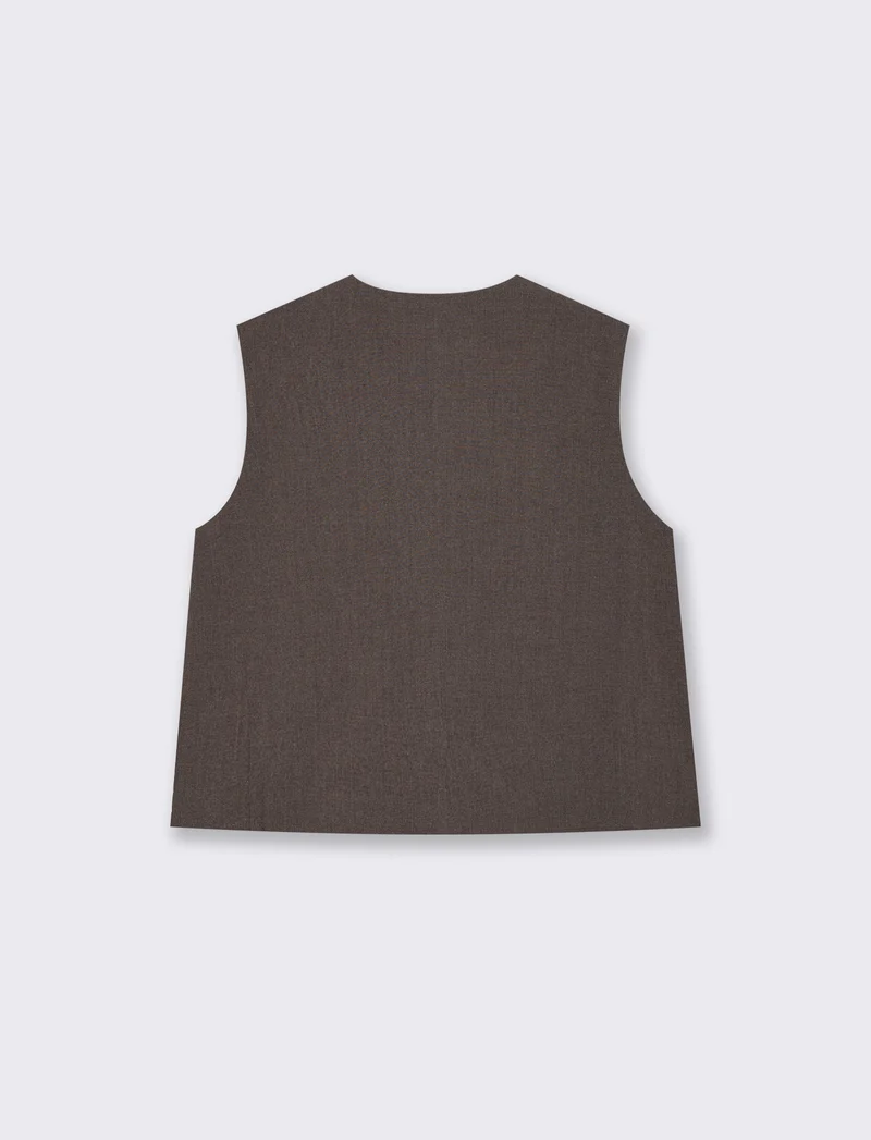 Gilet corto foderato elegante e versatile - Tortora melange