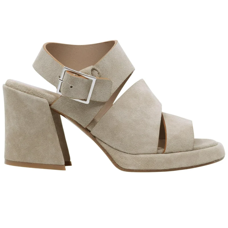 Sandalo con tacco Curiositè 2740 in camoscio taupe