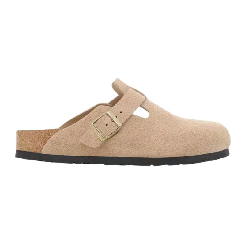 Birkenstock Boston pelle scamosciata Sandcastle sabot donna narrow fit