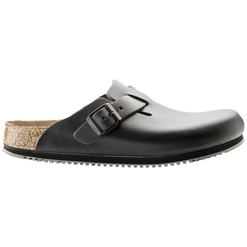 Birkenstock Boston unisex in pelle naturale di colore nero
