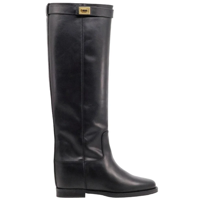 Via Roma 15 3807 Santa Monica stivale donna in pelle nera Made in Italy