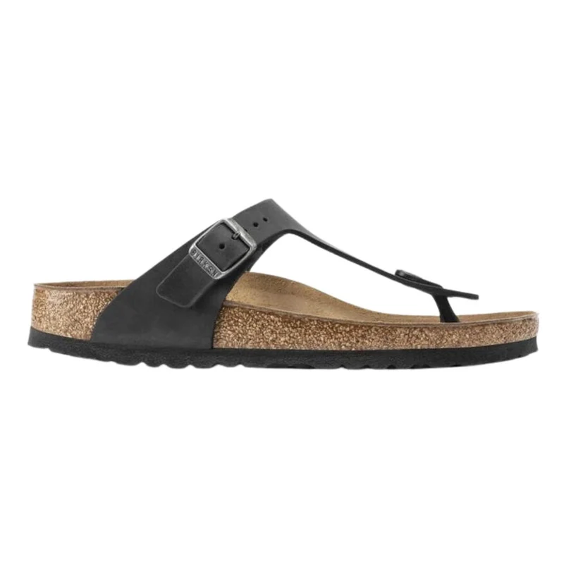 Birkenstock Gizeh pelle oliata nera sandalo infradito uomo regular fit