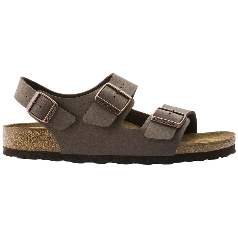 Birkenstock Milano Birkibuc Mocca 634503 sandalo uomo tripla fibbia marrone narrow fit