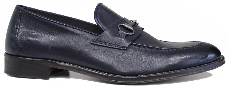 |MOCASSINO CON MORSETTO PELLE BLU|