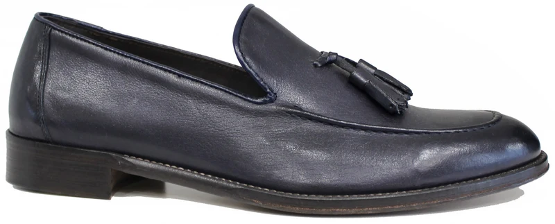 MOCASSINO CON NAPPINE PELLE BLU