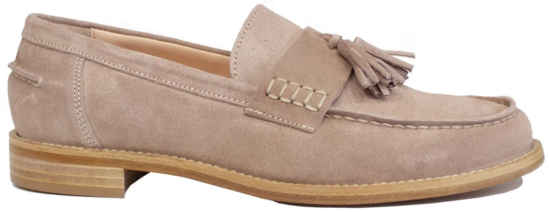 |MOCASSINO DONNA NAPPINE CAMOSCIO BEIGE|