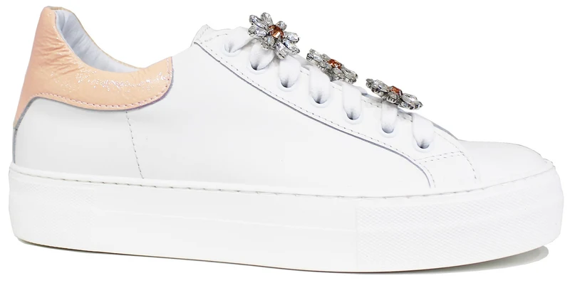 |SNEAKER DONNA MARGHERITE PELLE BIANCO/PESCA|