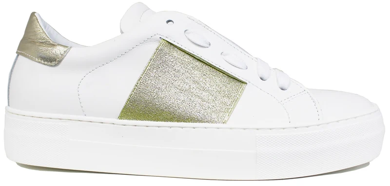 |SNEAKER DONNA ELASTICO PELLE BIANCA/ORO|