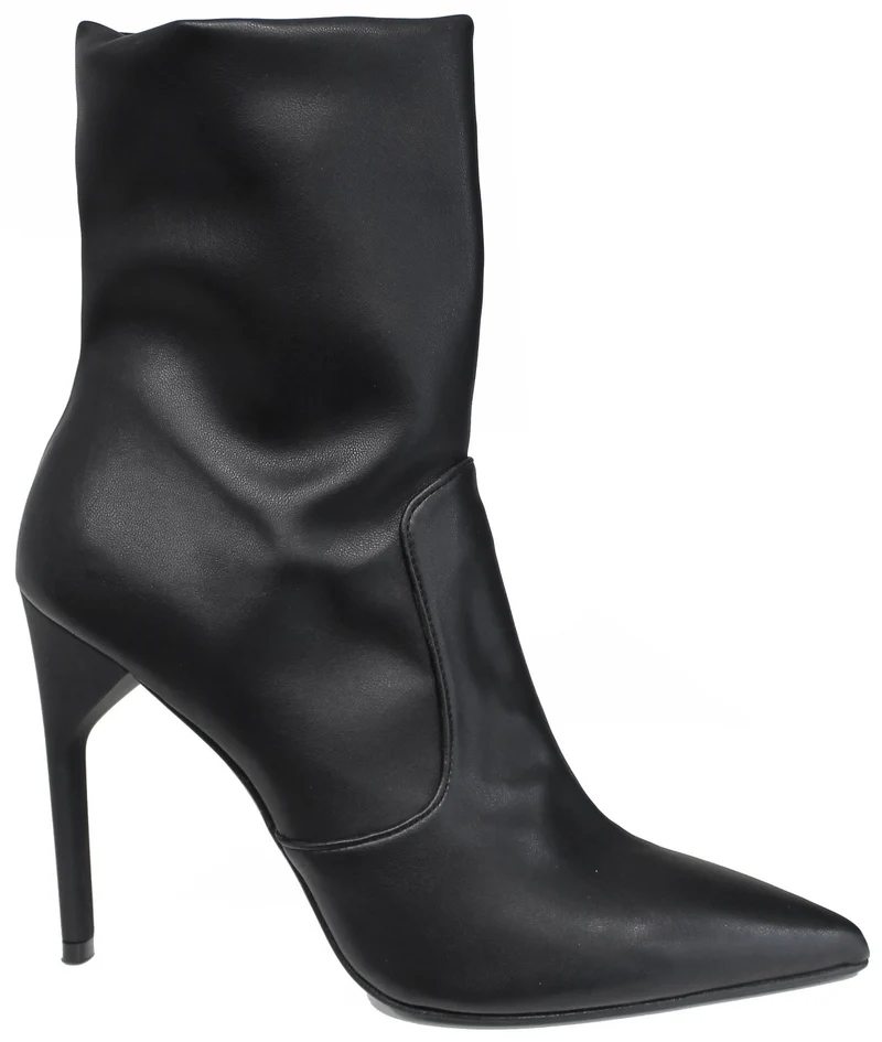 |TRONCHETTO ELASTICIZZATO CON TACCO PELLE NERA|