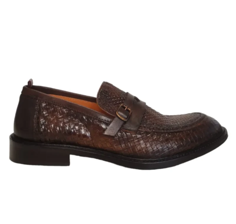 Mocassino E207 in pelle con bendina e fibbia