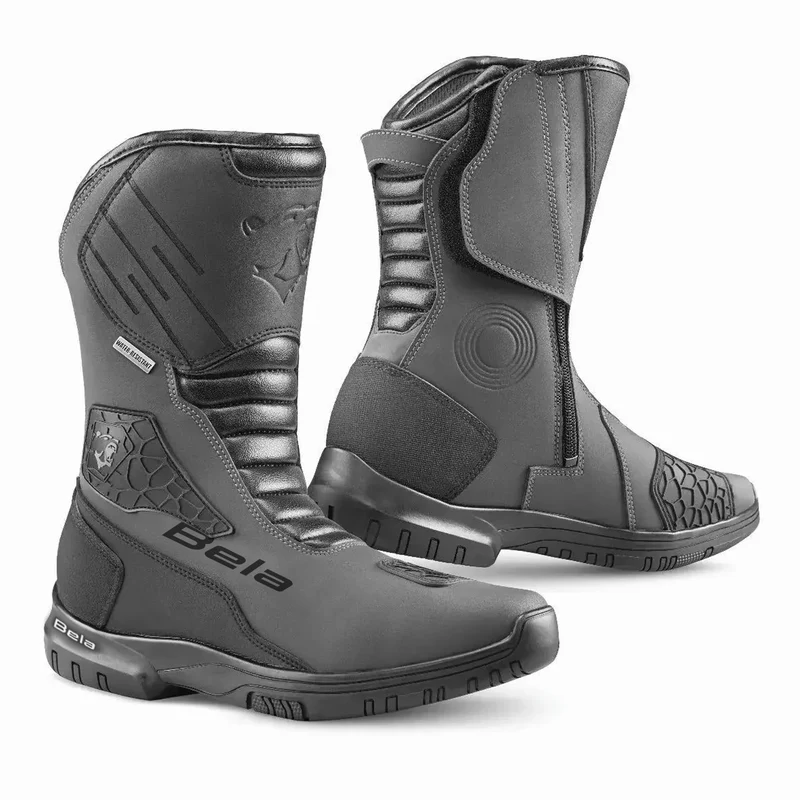 BELA GLADIATOR STIVALI DI MOTO PELLE NERO GRIGIO