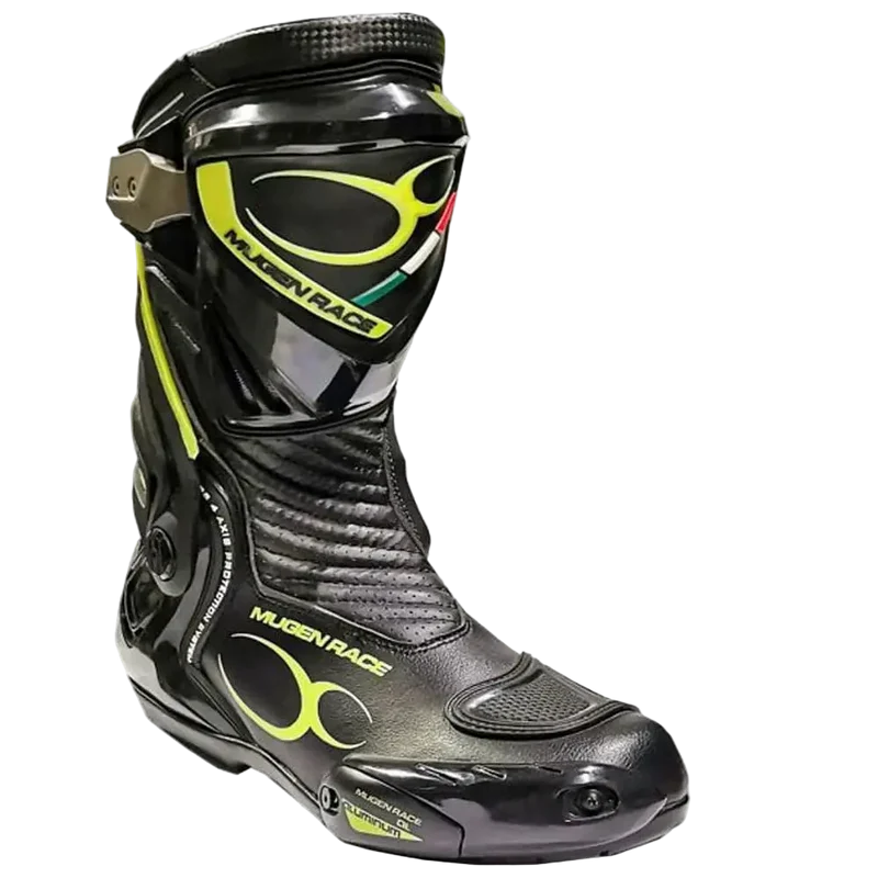 MUGENRACE Sphantom 3 Stivali Moto Sportivi Nero Fluo