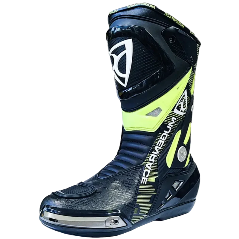 MUGENRACE BOT-MNR-2390 Phantom Plus Stivali Moto Nero Giallo Fluo