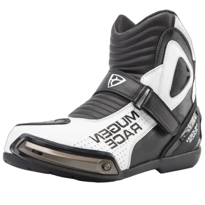 MUGENRACE MNR-2391 Hurry Moto Corti Stivali Nero Bianco