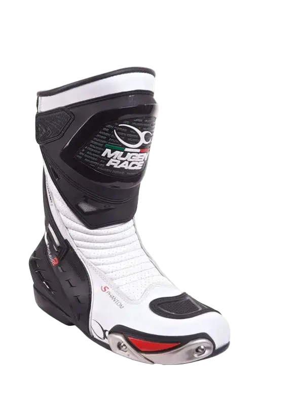 MUGENRACE MNR-1490 SPHANTOM Stivali Moto Sportivi Nero Bianco