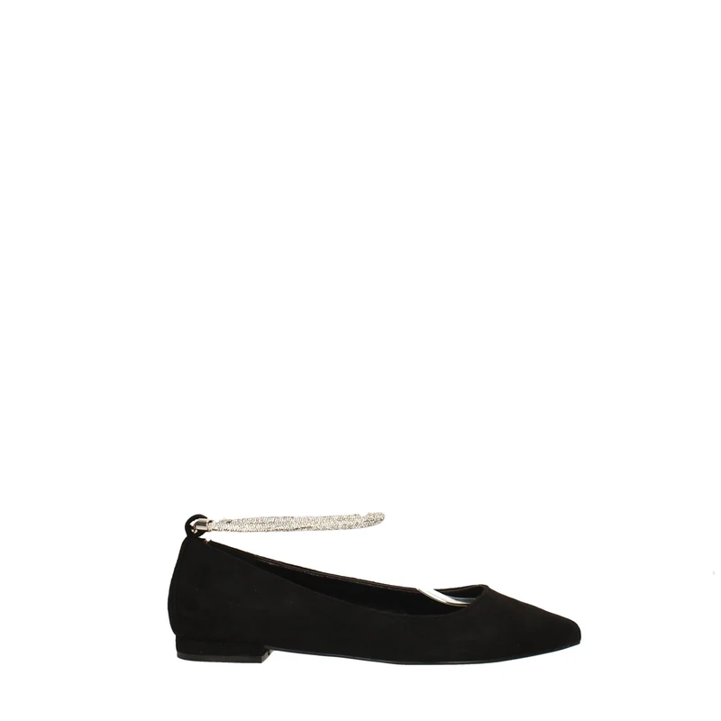 Ballerine a punta con cinturino alla caviglia con strass