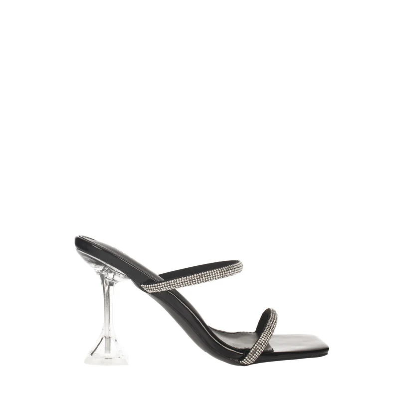 Sandalo gioiello con doppia fascia strass. Tacco alto 8cm