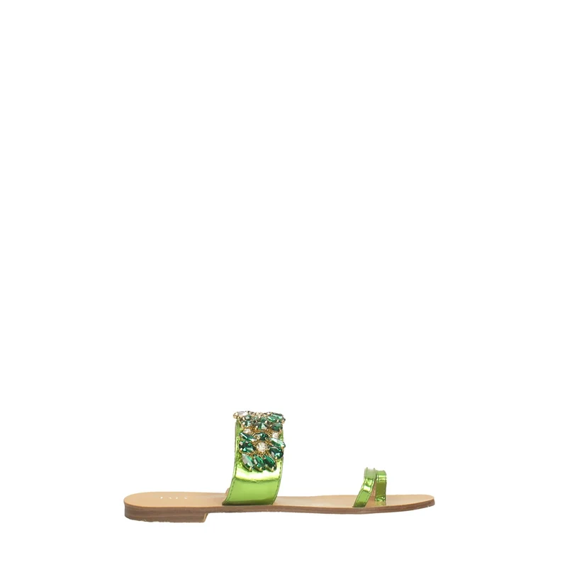 Sandali infradito flat laminati con pietre