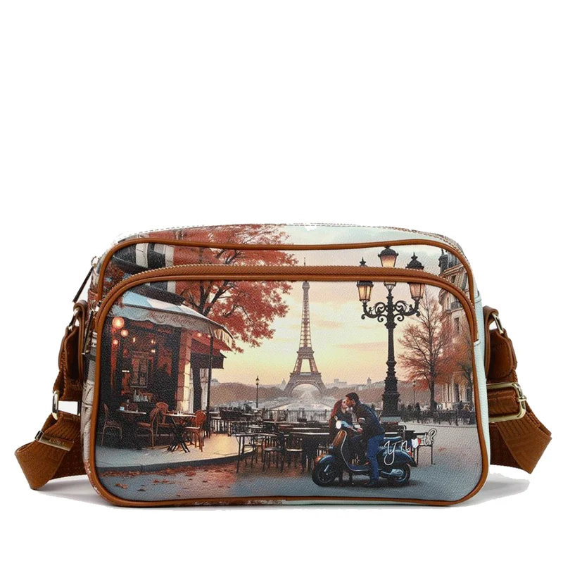 Borsa Donna a Tracolla Y NOT YES-331 stampa Kisses From Paris