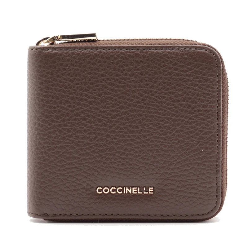 Portafoglio Donna Orizzontale COCCINELLE in Pelle Fondant Brown Linea Metallic Soft