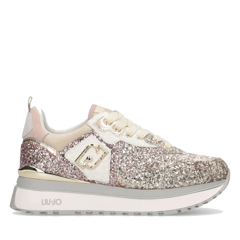 Sneakers Platform Donna LIU JO Maxi Wonder 01 Full Glitter Light Gold Copper