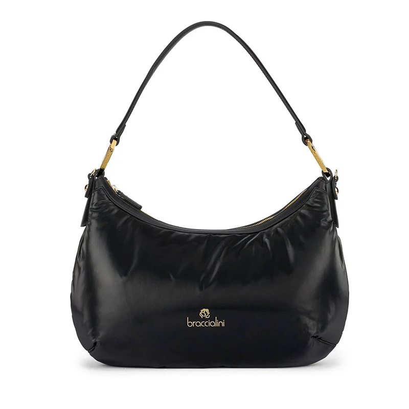 Borsa Donna a Spalla BRACCIALINI linea Beth Puffy in Nylon Nero