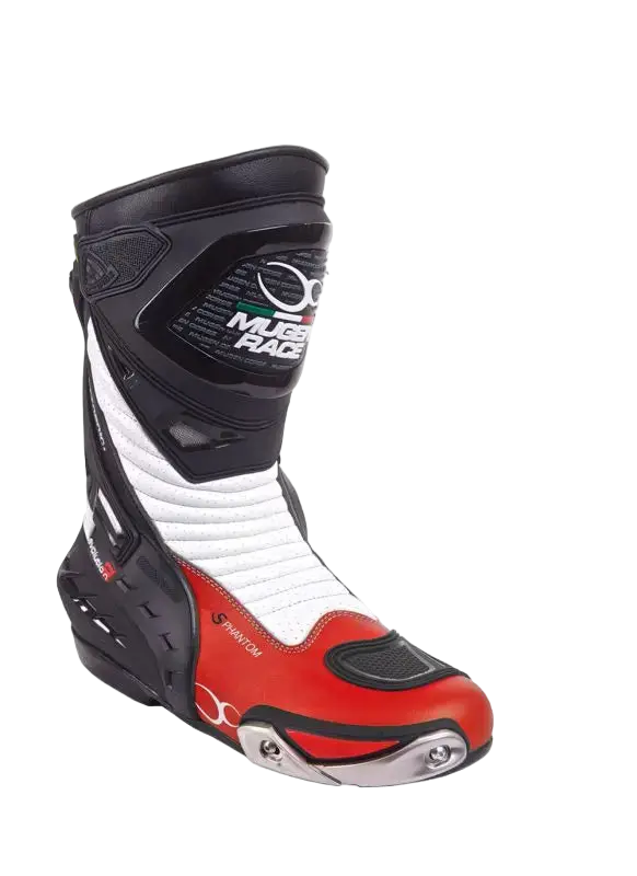 MUGENRACE MNR-1490 SPHANTOM 2 Moto Stivali Neri Rossi Bianchi